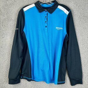 Amazon Shirt Active Polo Uniform Long Sleeve Logo Reflective Blue Womens XL